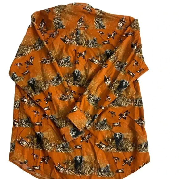 Men's Orange Animal Print Casual Button Down Shirt - Picture 6 of 7